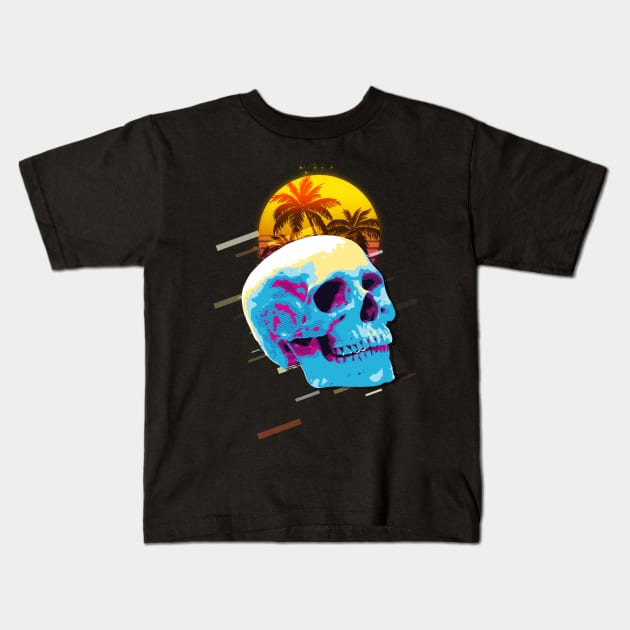 Skull retro80s Kids T-Shirt by Sakent